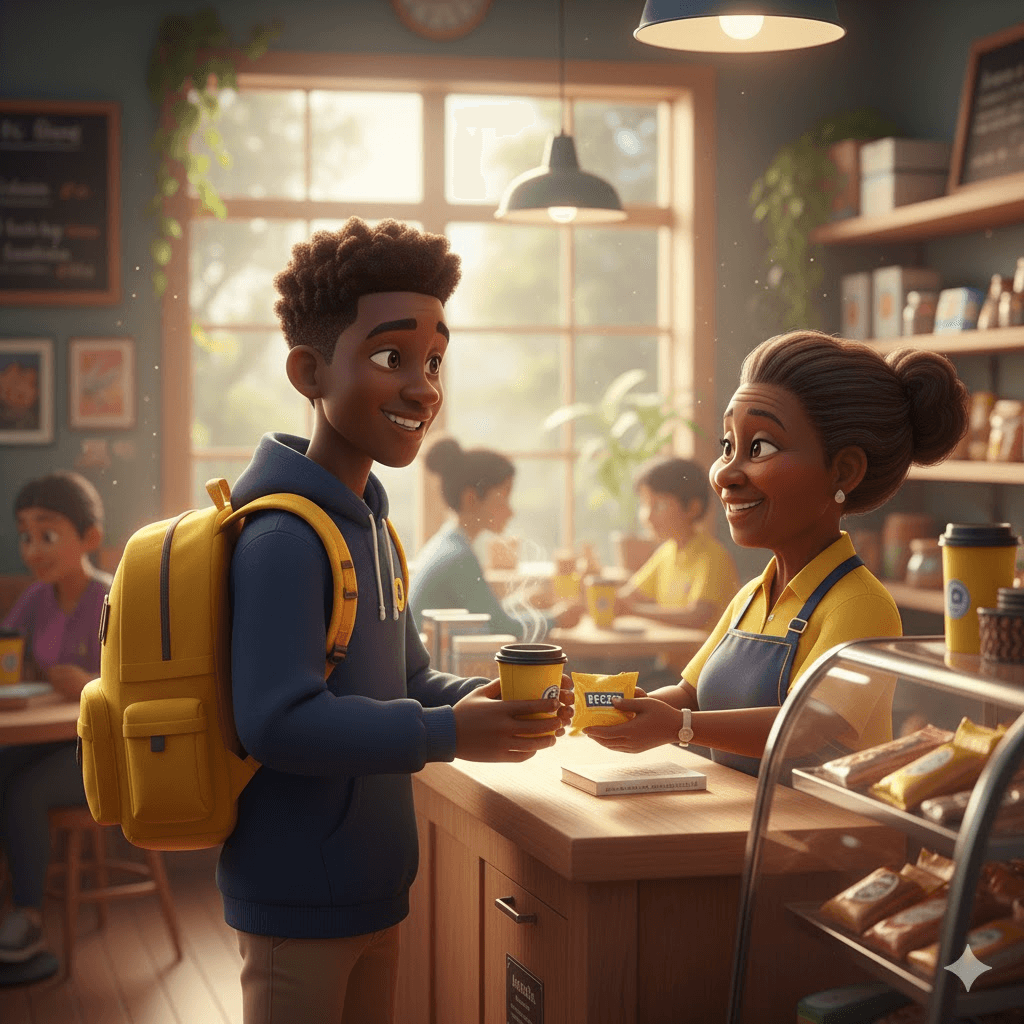 Student running campus errands